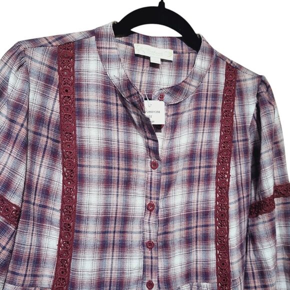 Suzanne Betro Womens Weekend Plaid Shirt Size L New Swing- Longer- Popover - Picture 9 of 9